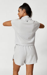 Serpente Zip Polo Crop Top – Mist White