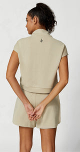 Serpente Zip Polo Crop Top – Beige